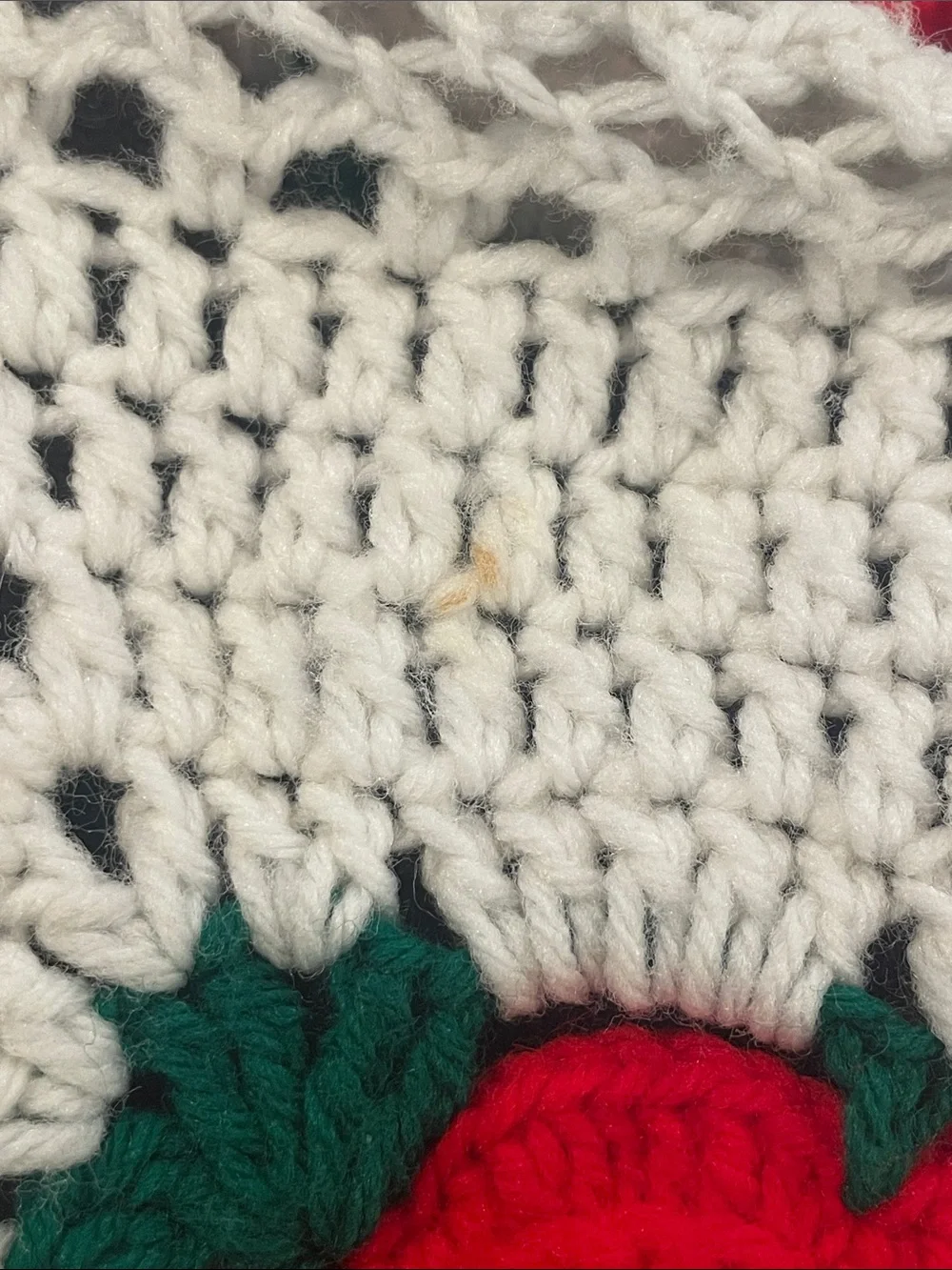 Vintage Granny Square 3D Rose Throw Blanket Afghan Cabbage Rose Christmas